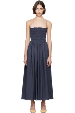 MATTEAU Navy Shirred Bodice Maxi Dress