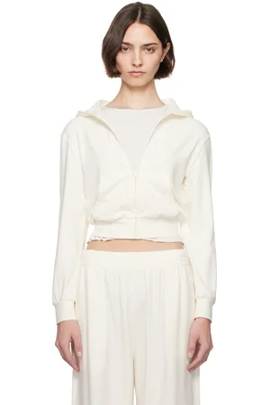 SKIMS Off-White Cotton Jersey Zip Up Hoodie