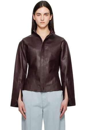 Victoria Beckham Burgundy Sculptural Leather Jacket