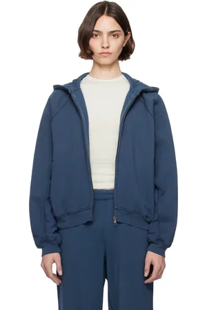 SKIMS Blue French Terry Relaxed Zip Up Hoodie