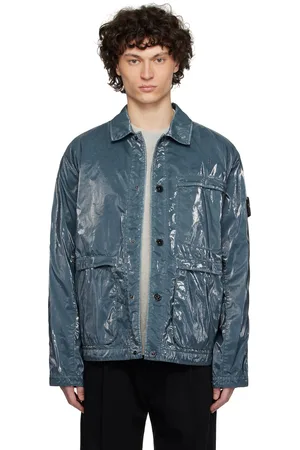 Stone Island Blue Caban Mussola Prismatica Jacket