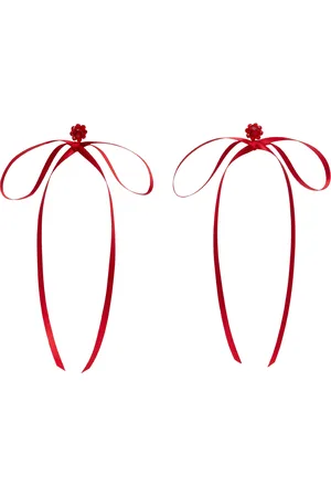Simone Rocha Red Bow Ribbon Stud Earrings
