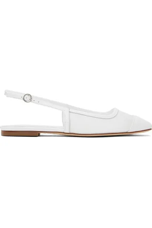 Aeyde White Geraldine Mesh Toe-Cap Ballerina Flats