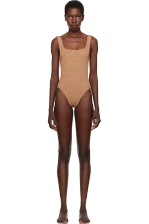 Hunza G Brown Square Neck Swimsuit