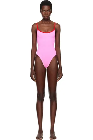 Hunza G Pink & Red Pamela Contrast Swimsuit