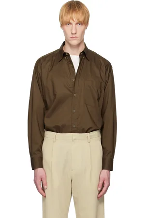 Auralee Brown Washed Finx Typewriter Button Down Shirt