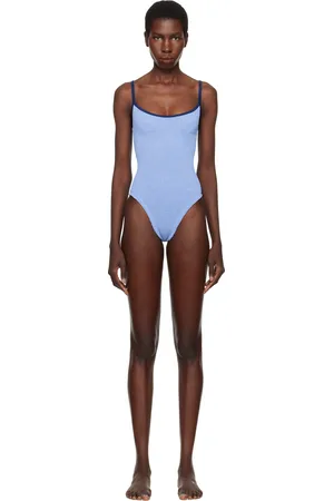 Hunza G Blue & Navy Pamela Contrast Swimsuit