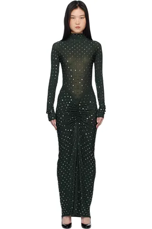 Alaïa Green Draped Maxi Dress