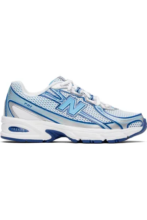 New Balance White & Blue 740 Sneakers