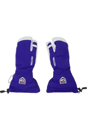 Hestra Blue & Off-White Heli 3-Finger Gloves