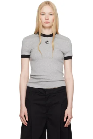 Marine Serre Gray Moon Logo Jersey Fitted T-shirt