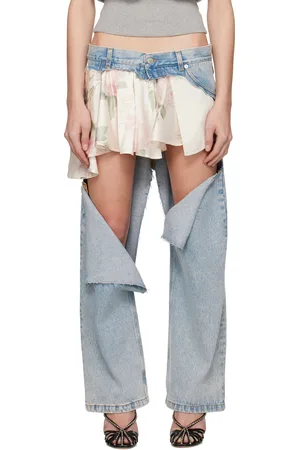 all in Blue Sliced Skirt Jeans