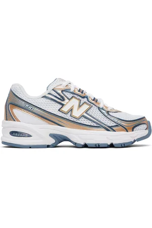 New Balance White & Tan 740 Sneakers