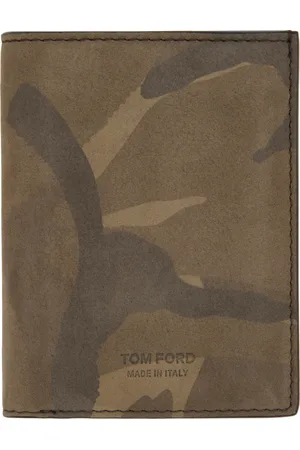 Tom Ford Khaki Camo Nubuck Folding Card Holder