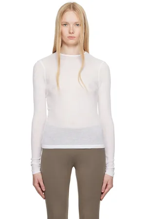 SKIMS White Sheer Cotton Long Sleeve T-shirt