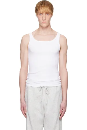 SKIMS Three-Pack White Cotton Rib Tank Tops