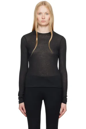 SKIMS Black Sheer Cotton Long Sleeve T-shirt