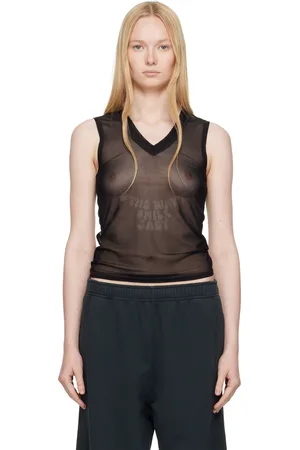 Maison Margiela Black Elastic Jersey Mesh Tank Top