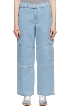 Maison Kitsuné Blue Belted Utility Denim Cargo Pants