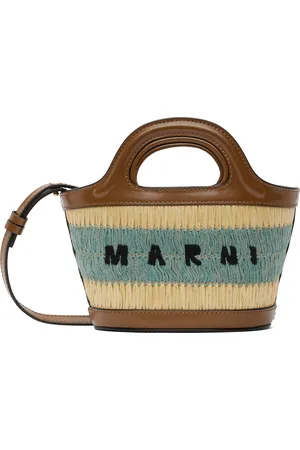 Marni Tan & Blue Raffia-Effect Tropicalia Micro Tote