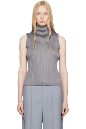 PLEATS PLEASE ISSEY MIYAKE Gray Ramie Pleats Top