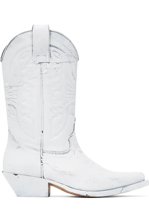 Maison Margiela White Painted Cowboy Boots