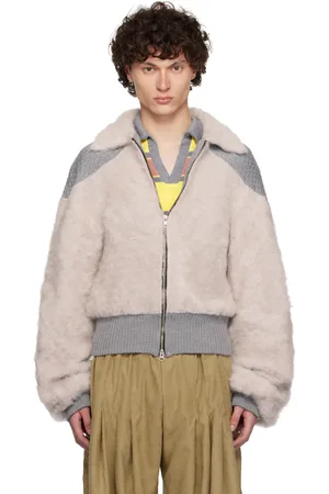 Andrej Gronau Gray Knitted Mohair & Merino Bomber Jacket