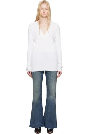 Maison Margiela White Slouchy Rib Gauge 14 Minidress