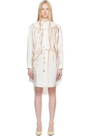 Maison Margiela Off-White Pearl Shirt Minidress