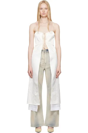 Maison Margiela Off-White Washed Viscose Satin Dress Top