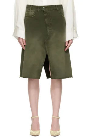 Maison Margiela Green Long Denim Midi Skirt