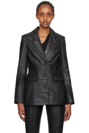 REMAIN Birger Christensen Black Fitted Leather Blazer