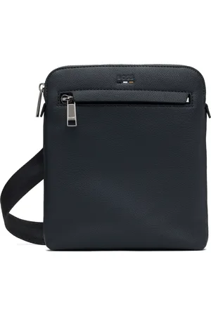 HUGO BOSS Navy Pebble-Grained Faux-Leather Bag