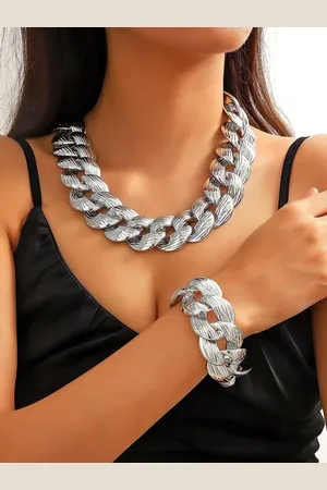 stylewe 2pcs/set Exaggerated Chain Jewelry Set
