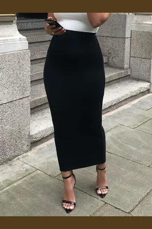 stylewe Elegant Slim Fit Solid Skirt