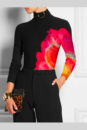 stylewe Plus Size Tight Abstract Urban Long Sleeve T-Shirt