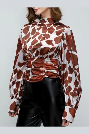 stylewe Geometric Loose Stand Collar Long sleeve Urban Blouse