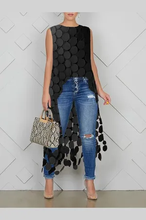 stylewe Casual Crew Neck Textured Loose Sleeveless Shirt