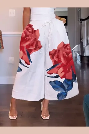 stylewe Floral Loose Casual Pants