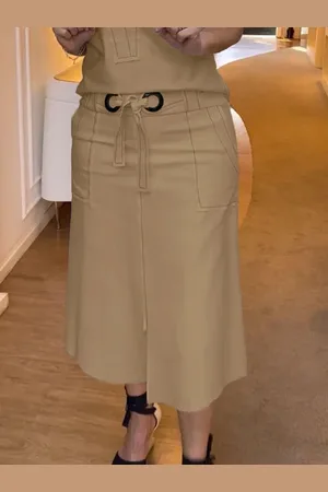stylewe Urban A-line Belted Mid Skirt