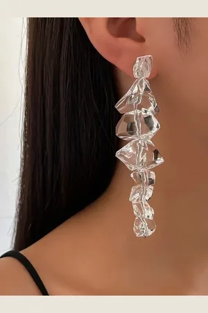stylewe 1pair Irregular Clear Acrylic Drop Earrings