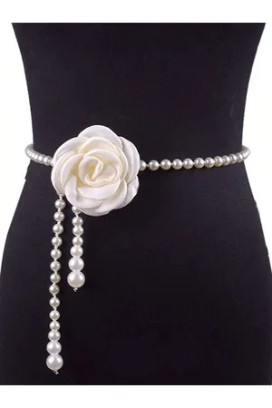 stylewe Elegant Camellia Flower Waist Chain Faux Pearls Necklace