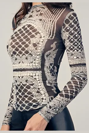 stylewe High Elasticity Urban Stand Collar Long Sleeve 3D Printing T-Shirt