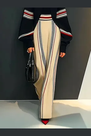 stylewe Casual Loose Color Block Sweater Pants