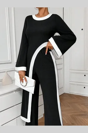 stylewe Casual Loose Color Block Asymmetrical Hem Blouse