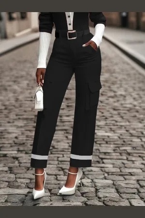 stylewe Color Block Urban Cargo Ankle Pants With No Belt