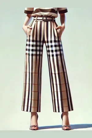 stylewe Urban Plaid Wide Leg Pants With Belt