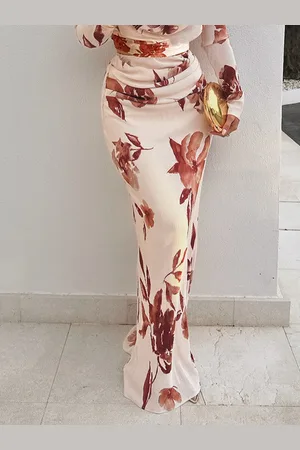 stylewe Elegant Floral Maxi Skirt