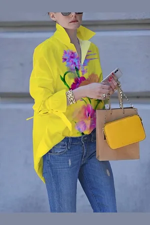 stylewe Casual Floral Printing Loosen Shirt