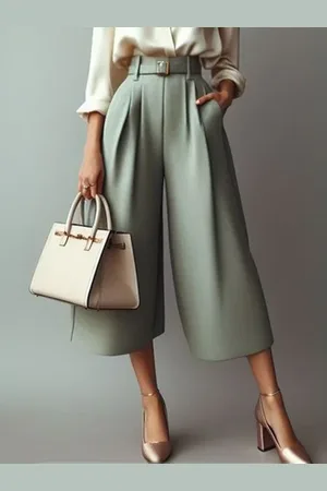 stylewe Urban Plain Fashion Wide Leg Pants With Belt